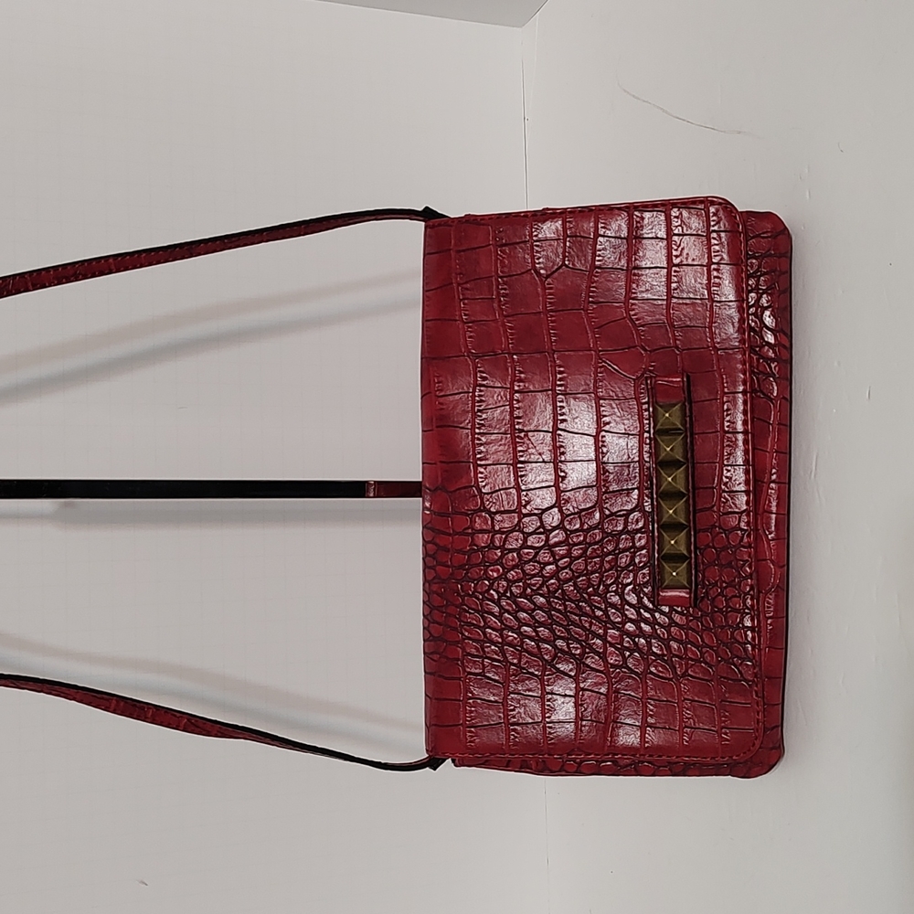 New Red Cosmopolitan Faux Leather Crossbody Clutch / Baguette